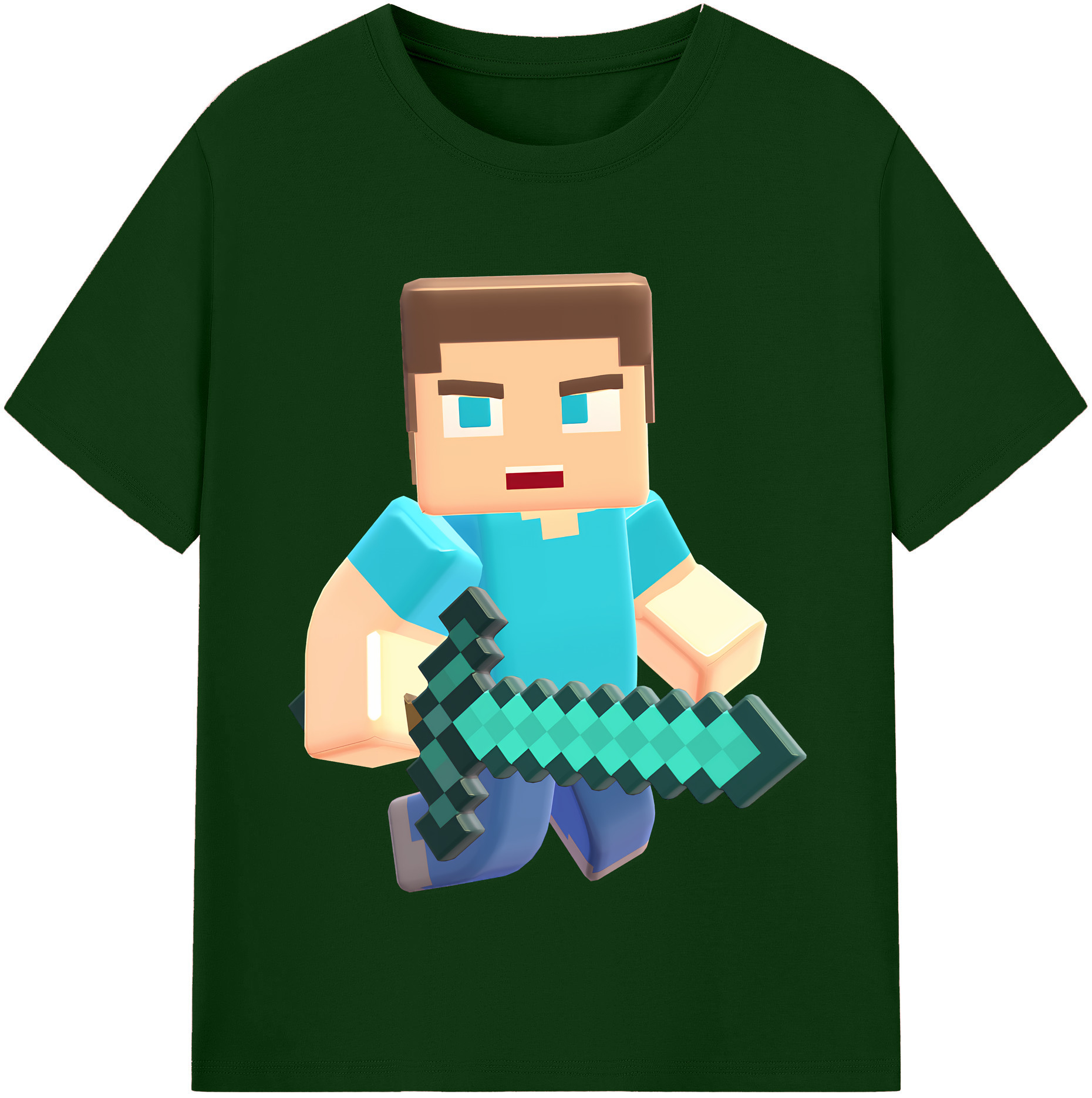 （画像用） マインクラフト ブロックの世界 Minecraft MC Block world 綿100％半袖Tシャツ（フロントプリント）
